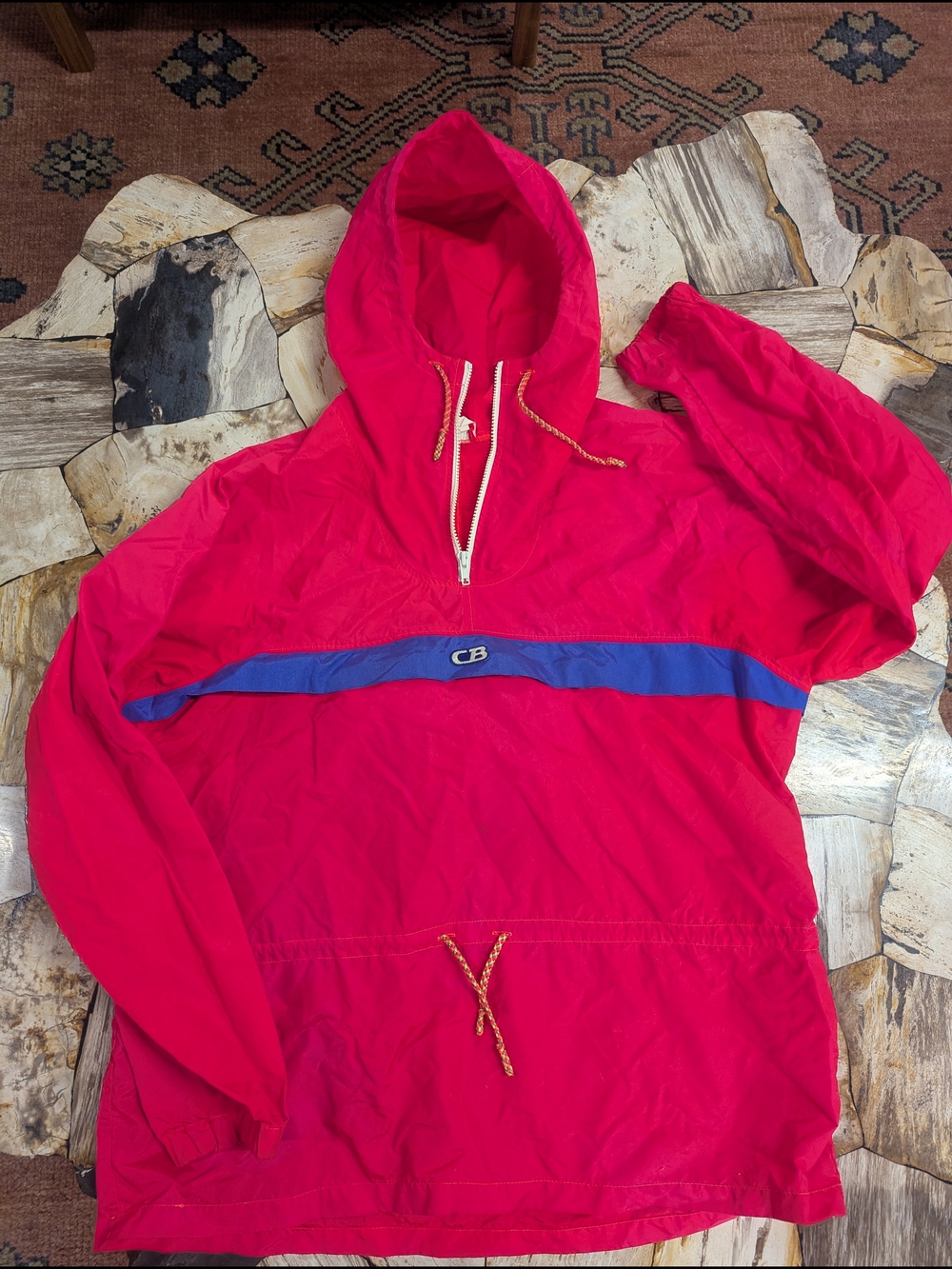 Vintage CB Pink Pullover Anorak with Blue Stripe